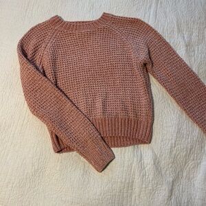 Altar'd State Pink Crew Neck Sweater Textured Knit
